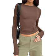 Solid Slim Fit Casual Shirts Female Pullovers Basic Tee Y2k Clothes Streetwear