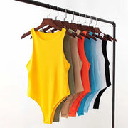 Solid sexy bodycon women bodysuits female 4 color green slim casual bodysuit
