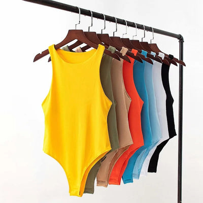 Solid sexy bodycon women bodysuits female 4 color green slim casual bodysuit