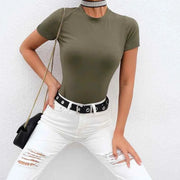 Short Sleeve Woman Body Top Cotton Bodycon Jumpsuit Romper