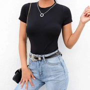 Short Sleeve Woman Body Top Cotton Bodycon Jumpsuit Romper
