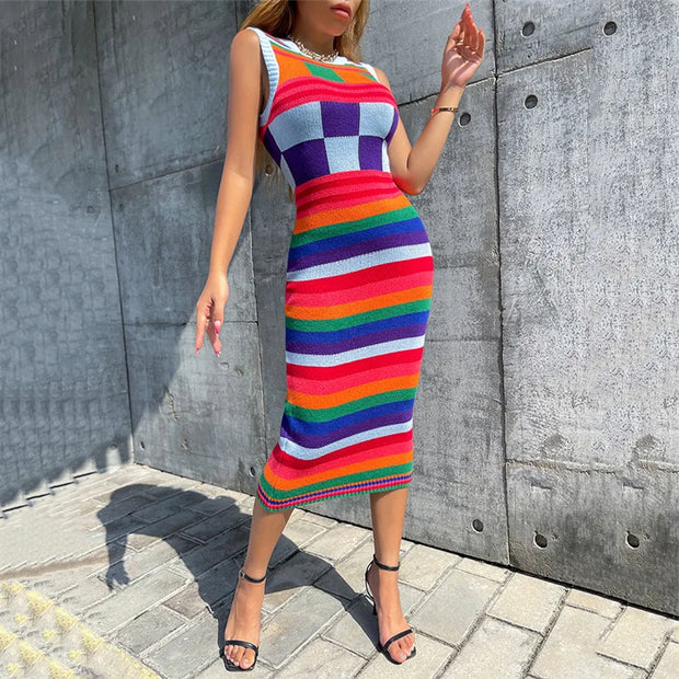 New fashionable sweater long slim fit wrapped buttocks knitted dress