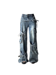Denim Trousers Japanese 2000s Style Jean Pants Trashy Vintage Clothes