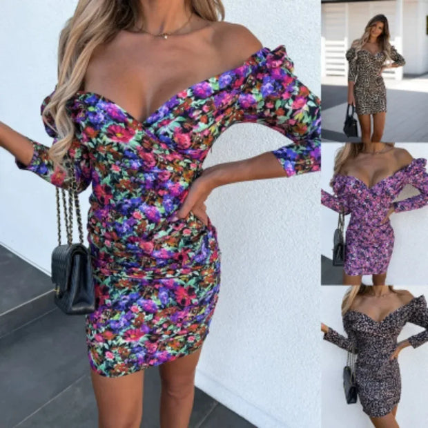 Long Sleeved Floral Print Dress Summer Dress