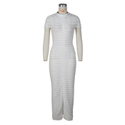 Fashion Short Sleeve Bandage Maxi Party Dresses Woman Skirt