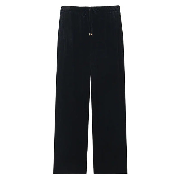 Trend Loose Drawstring Long Pants Woman Vintage Female Wide Leg Pant