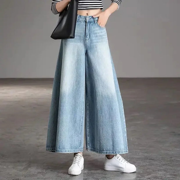 Newjeans Wide Elegant Woman Vintage Clothes 90s Korean Clothing Y2k Jean