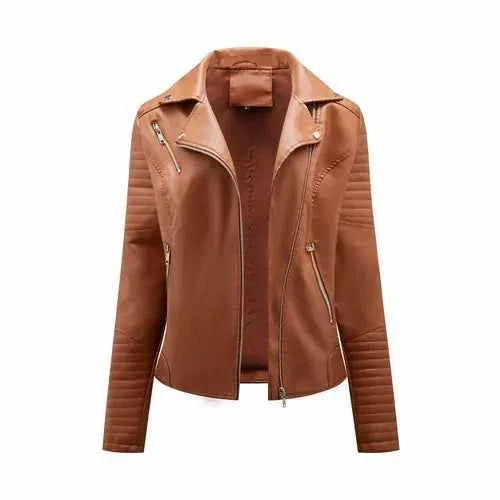 Leather Jacket Spring Autumn Zipper Casual Pu Coat Female Biker Outerwear