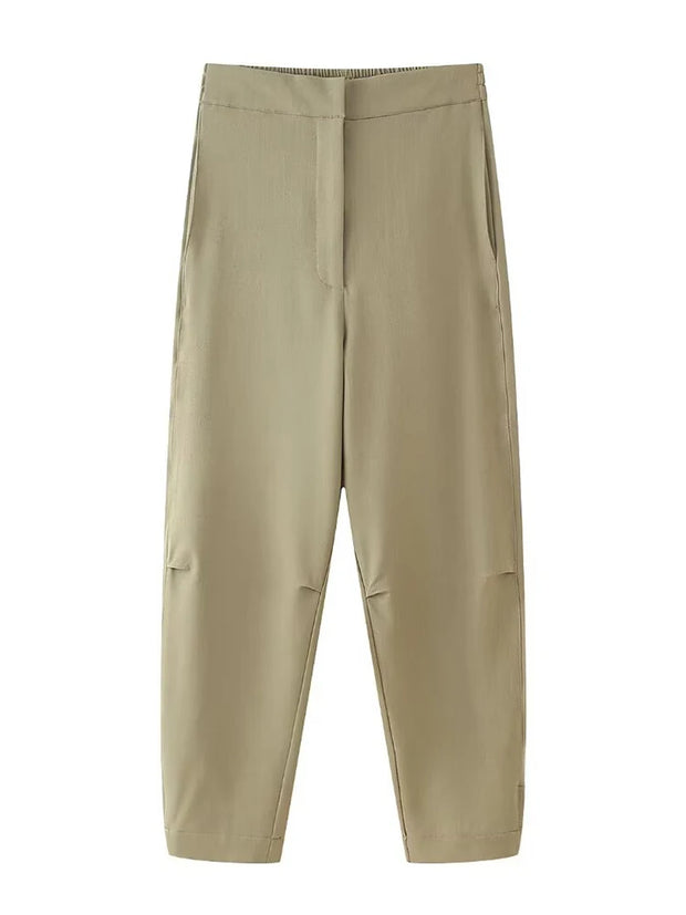 Round Neck Top Pajama Style Mid Waist Trousers Womenswear