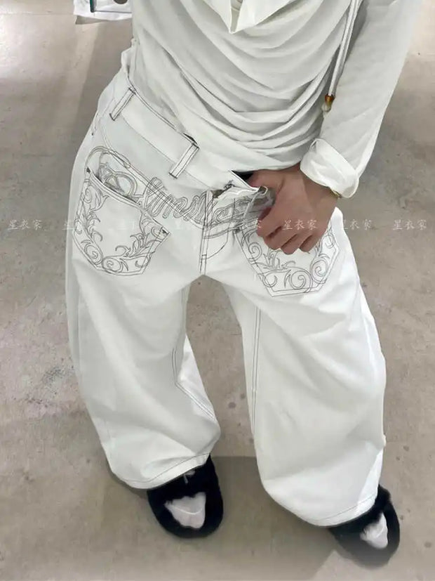Denim Pants Hip-pop 2000s Wide Leg High Street Cyber Punk Tomboy