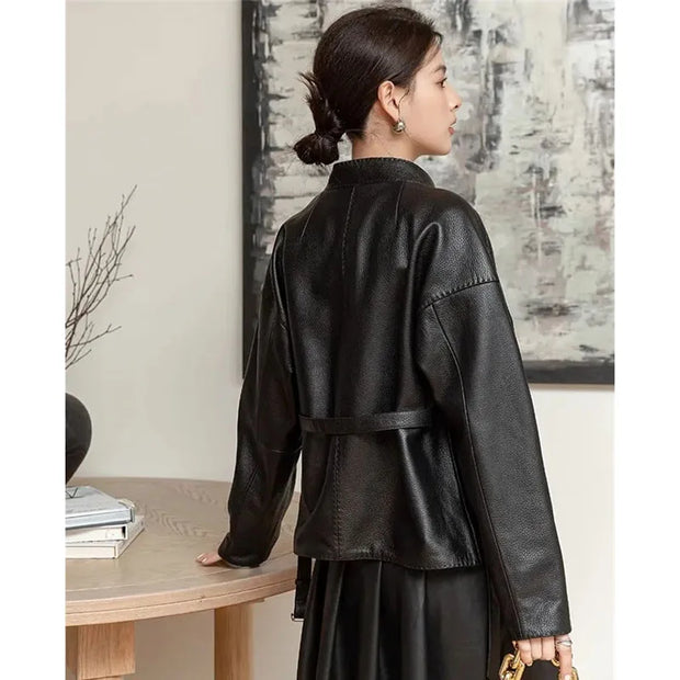 Spring Autumn Women Faux Leather Coat Ladies Fashion  Jacket   ﻿