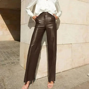 Mid High Waist Lifting Hip Straight Leg Casual Women's Pants