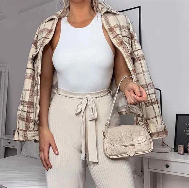 Sheath Crotch Basic Solid Overall Top Slim Casual Bodysuit Bodycon