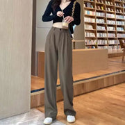 White High Waist Fluid Korean Style Wide Leg Palazzo Straight Fashion Casual