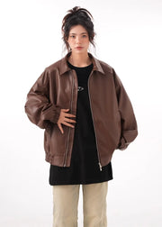 Vintage Long Sleeve Lapel Zipper Puffy Coats Female Street Outerwear