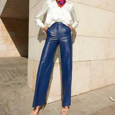 Mid High Waist Lifting Hip Straight Leg Casual Women's Pants