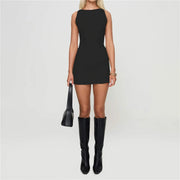 Elegant O-neck Slim Mini Dresses Summer Sexy Lady Party