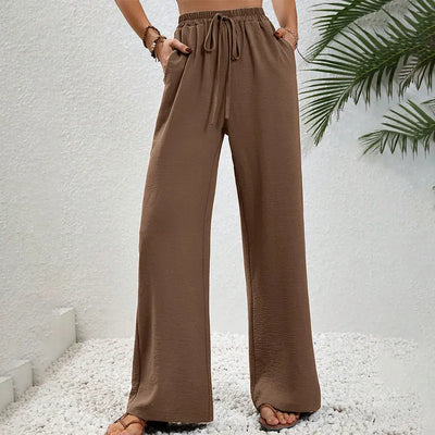 Basic Straight Casual Slim Striped Pants Lady Sexy Solid Simple Versatile Trousers