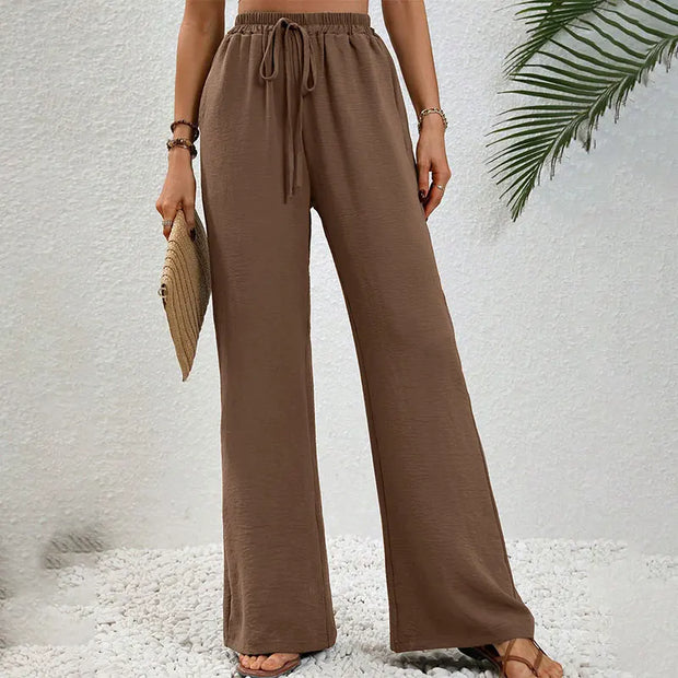 Basic Straight Casual Slim Striped Pants Lady Sexy Solid Simple Versatile Trousers