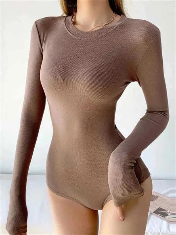 O-neck Slim Basic Solid Color Jumpsuit Y2K Clothing Casual Rompers
