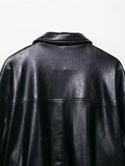 Faux Leather Bomber Jacket Casual Simplicity Stylish Statement