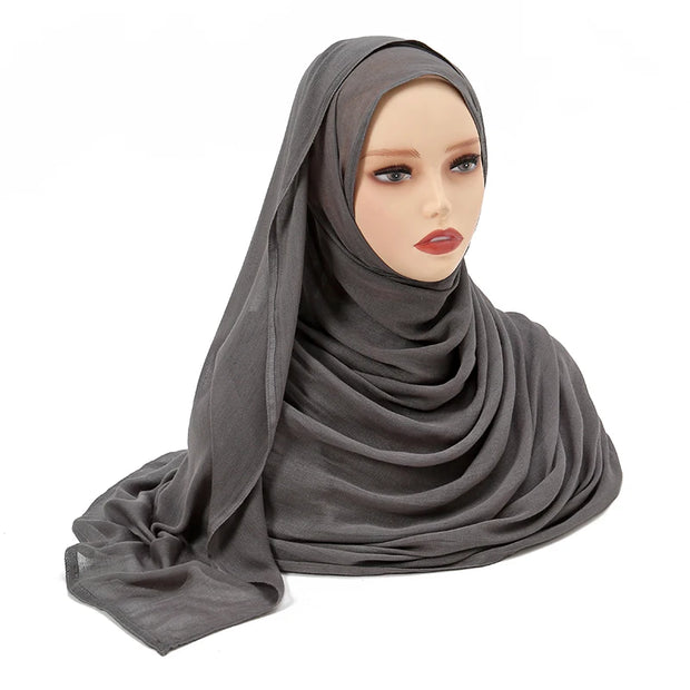Muslim Hijabs Plain Shawls Soft Viscose Rayon Headscarf Islamic Turban