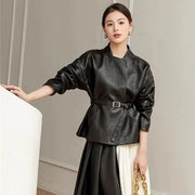 Spring Autumn Women Faux Leather Coat Ladies Fashion  Jacket   ﻿