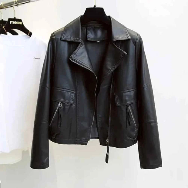 Brown Moto Biker Leather Coats Casual jacket Streetwear Zipper PU Outwear