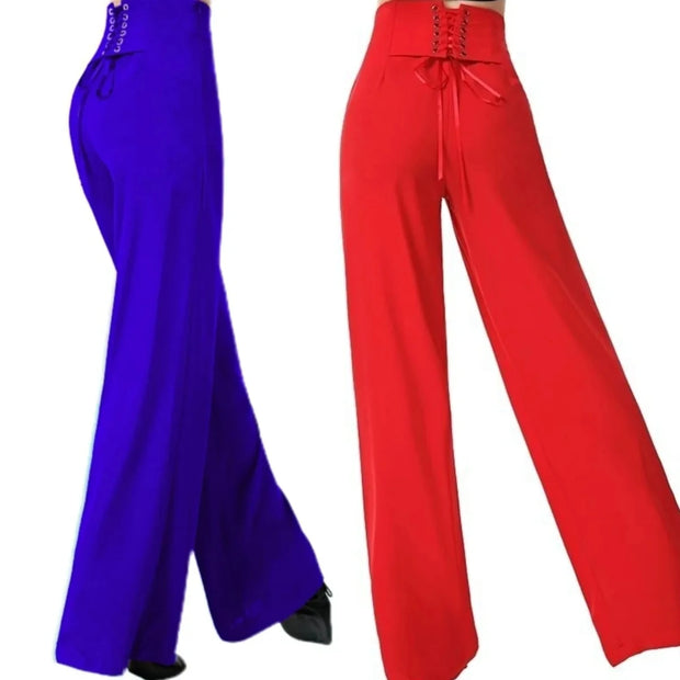 Wide-Leg Pants Ladies High Waist Casual Loose Chiffon Trousers