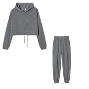 Fashion Trend Women's, Long-sleeved Sports Casual Suit Waist Two-piece Set