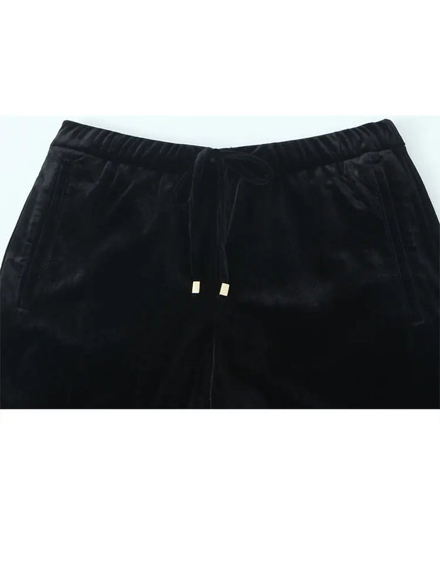 Trend Loose Drawstring Long Pants Woman Vintage Female Wide Leg Pant
