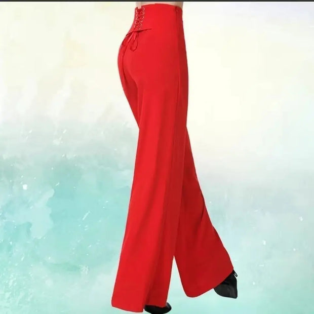 Wide-Leg Pants Ladies High Waist Casual Loose Chiffon Trousers