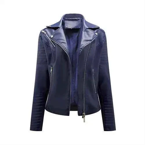 Leather Jacket Spring Autumn Zipper Casual Pu Coat Female Biker Outerwear
