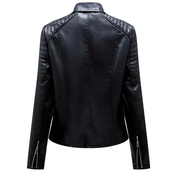 Leather Jacket Spring Autumn Zipper Casual Pu Coat Female Biker Outerwear