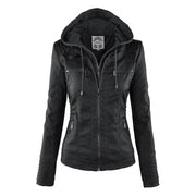 Winter Motorcycle Gothic Hoodies Outerwear Faux Leather PU Basic Jacket Coat