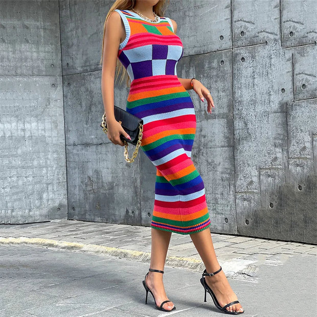 New fashionable sweater long slim fit wrapped buttocks knitted dress