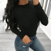 2025 Daily Slim Fit Sexy Long Sleeve Round Neck Basic Women's Bodysuit