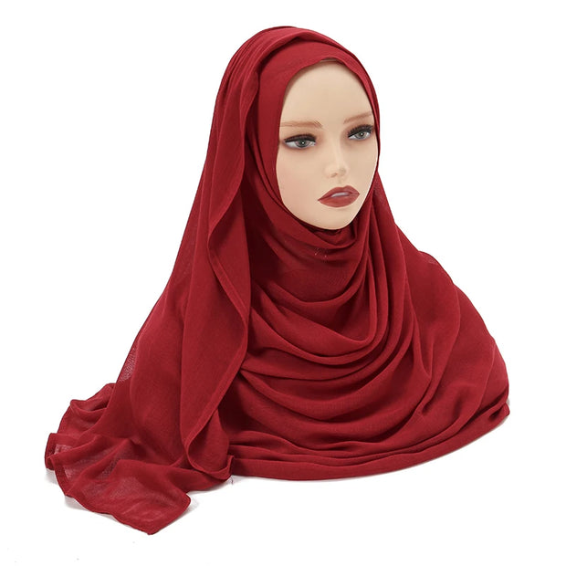 Muslim Hijabs Plain Shawls Soft Viscose Rayon Headscarf Islamic Turban