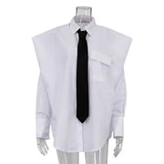 New Elegant Lapel Long Sleeve Shirt Pocket Blusa Top Female Clothing