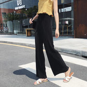 Silk Trousers Elastic Waist Loose Casual Pants