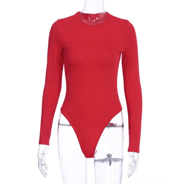 2025 Daily Slim Fit Sexy Long Sleeve Round Neck Basic Women's Bodysuit