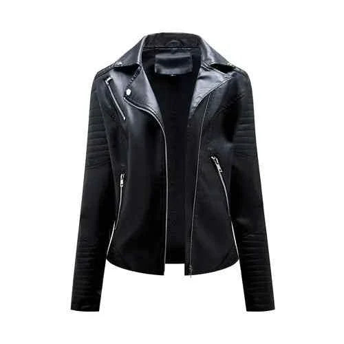 Leather Jacket Spring Autumn Zipper Casual Pu Coat Female Biker Outerwear