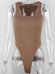 Sleeveless Knit Bodysuit Hot Summer Sexy Bodycon Off Shoulder Halter Tops