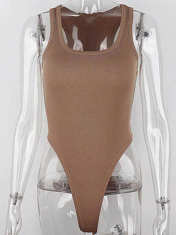 Sleeveless Knit Bodysuit Hot Summer Sexy Bodycon Off Shoulder Halter Tops