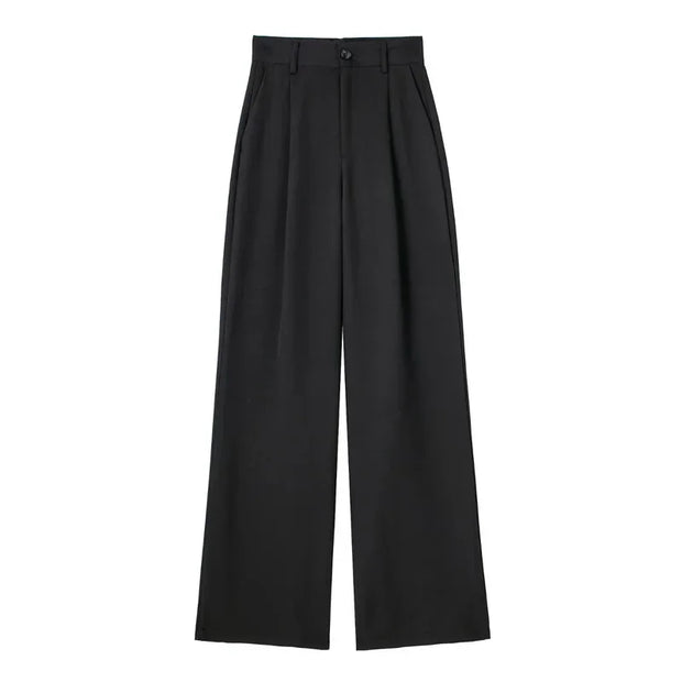 Women Striped Grey Black Pants Woman High Waist Baggy Suit Pants