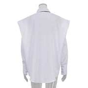 New Elegant Lapel Long Sleeve Shirt Pocket Blusa Top Female Clothing