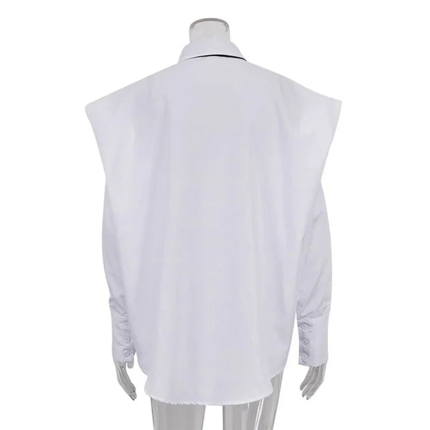 New Elegant Lapel Long Sleeve Shirt Pocket Blusa Top Female Clothing