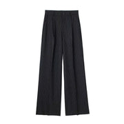 Women Striped Grey Black Pants Woman High Waist Baggy Suit Pants