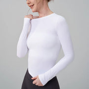 Long Sleeve Gym Tops Woman O-Neck T-Shirts Fitness Sportswear