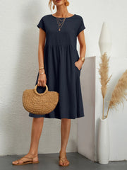 Summer A-line short sleeve boho midi dresses woman robe femme ladies